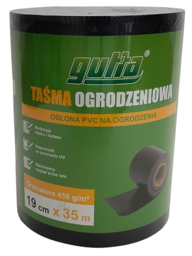 Taśma ogrodzeniowa PVC 450g/m2 ANTRACYT + 20 klipsów