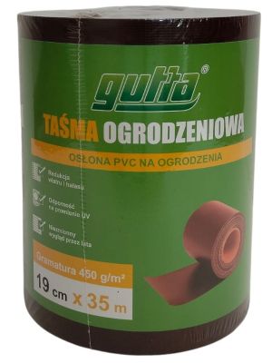 Taśma ogrodzeniowa PVC 450g/m2 BRĄZOWA + 20 klipsów