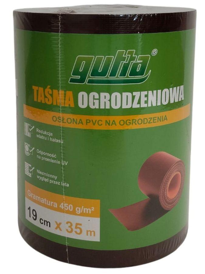 Taśma ogrodzeniowa PVC 450g/m2 BRĄZOWA + 20 klipsów